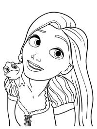 Rapunzel'in omzundaki kameleon