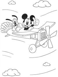 Mickey Mouse ve Pluto uçakta