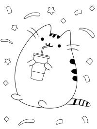 Pusheen Milkshake İçiyor