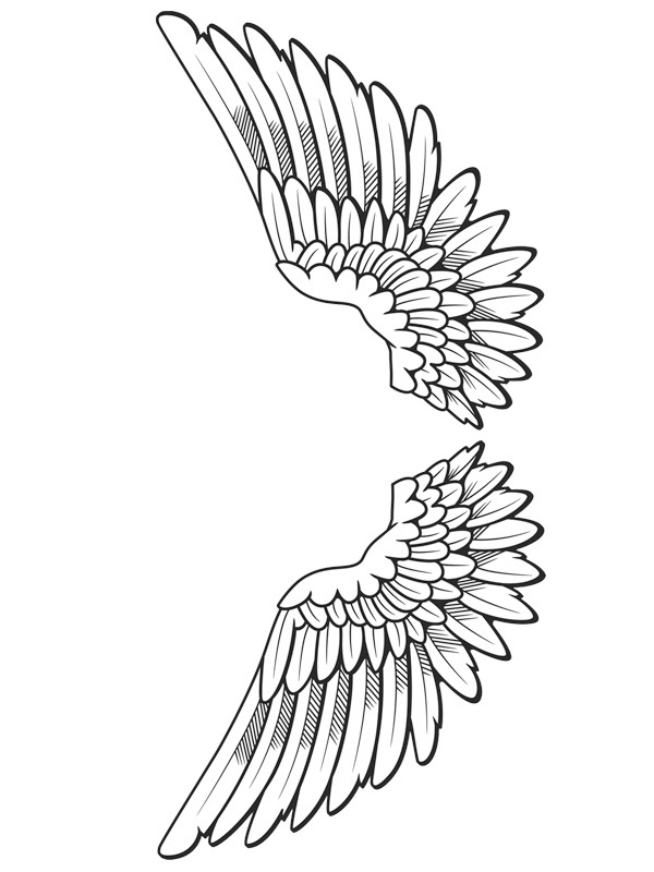 Melek kanat dövmesi Boyama sayfası
