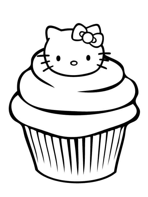 Hello Kitty'nin Cupcake'i Boyama sayfası