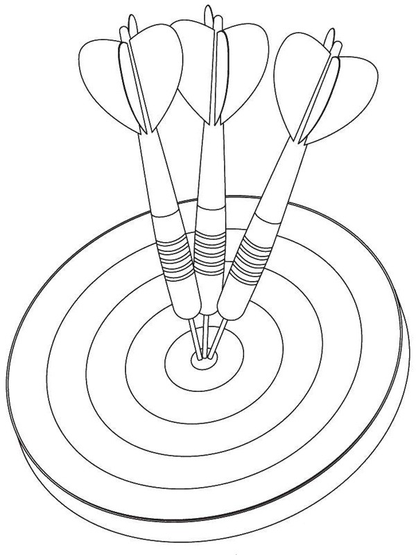 Dart tahtası ve oklar Boyama sayfası