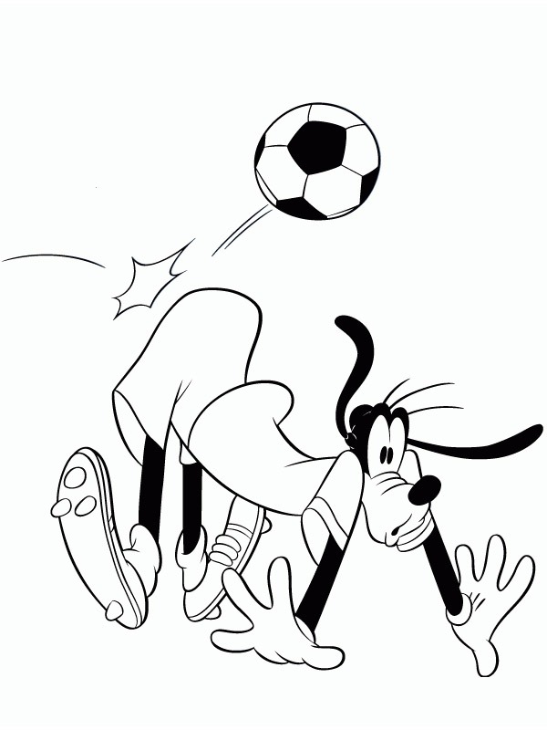 Goofy futbol oynuyor Boyama sayfası