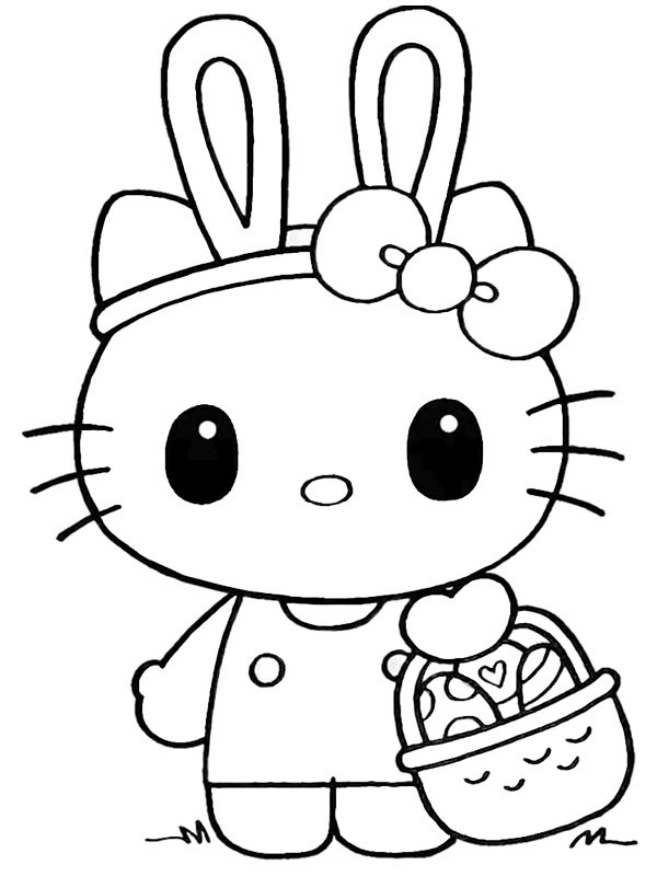 Paskalya Tavşanı Hello Kitty Boyama sayfası