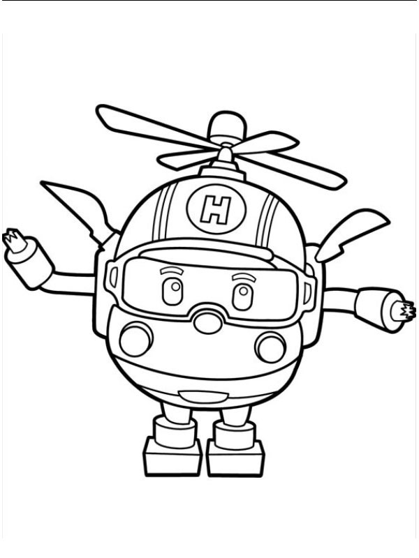 Helikopter Helly (Robocar Poli) Boyama sayfası