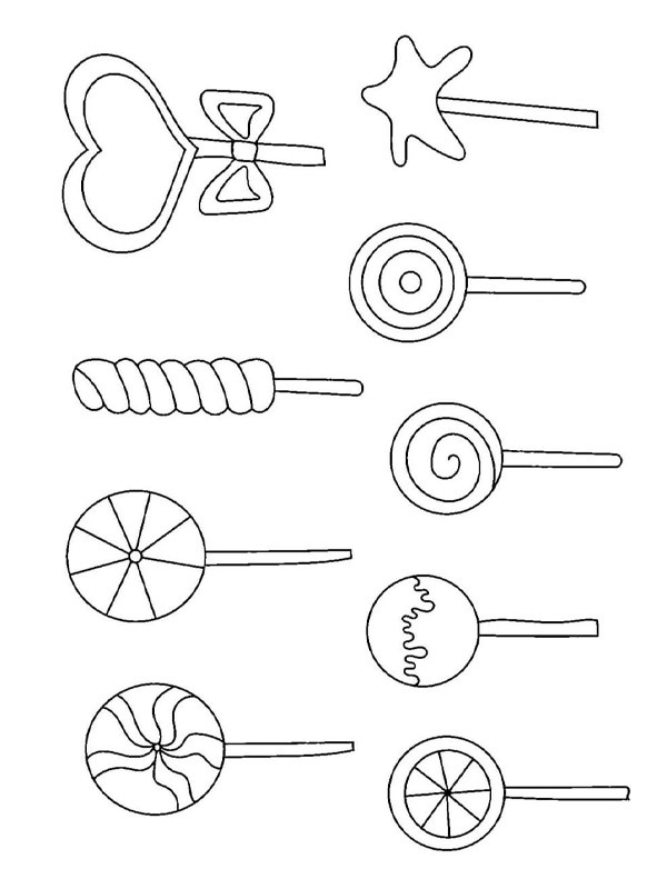 Renkli Lolipoplar Boyama sayfası