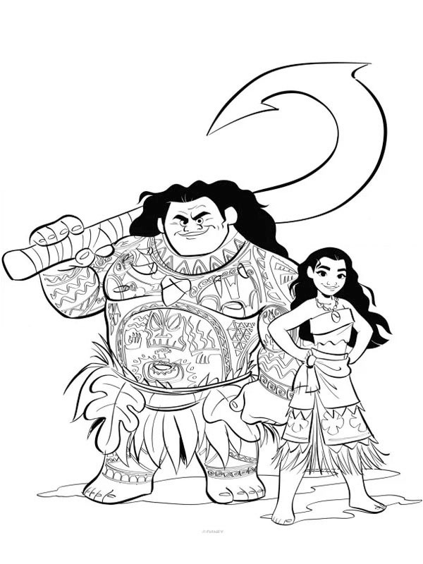 Maui ve Moana Boyama sayfası