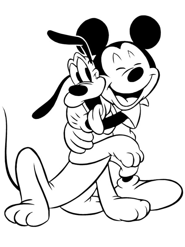 Mickey Mouse ve Pluto Boyama sayfası