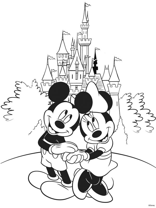 Disneyland’da Minnie ve Mickey Mouse Boyama sayfası