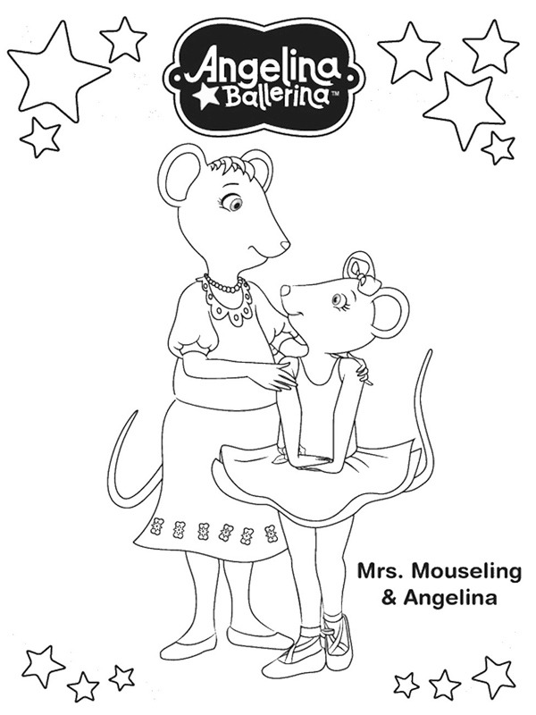 Mouseling ve Angelina Boyama sayfası