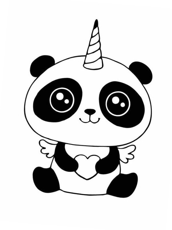 Panda unicorn Boyama sayfası