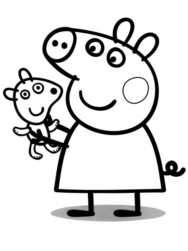 Peppa Pig ile Ayı Boyama sayfası