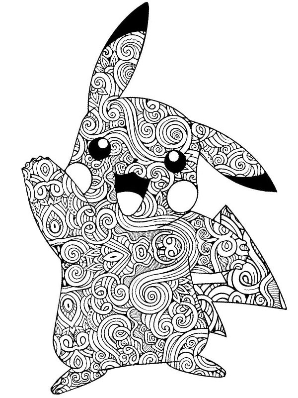 Pikachu Mandala Boyama sayfası