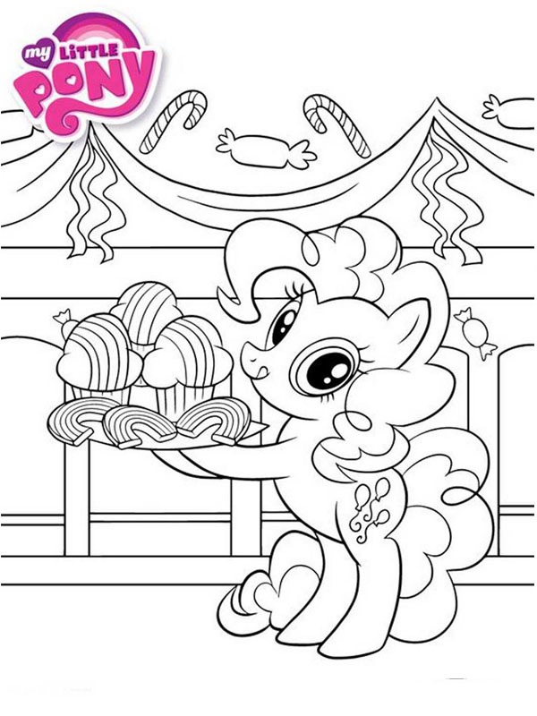 Pasta ile Pinkie Pie Boyama sayfası