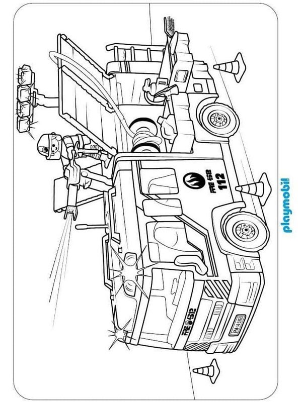 Playmobil itfaiye aracı Boyama sayfası