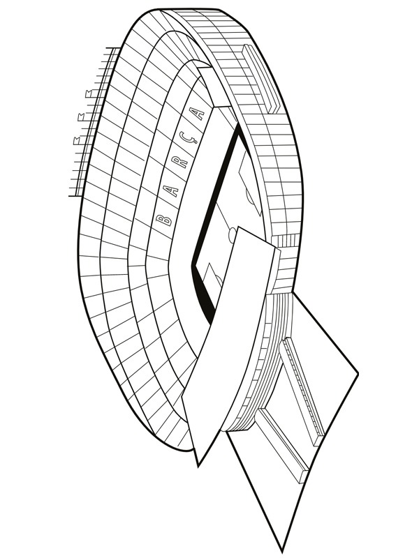 Camp Nou İstasyonu Barselona Boyama sayfası